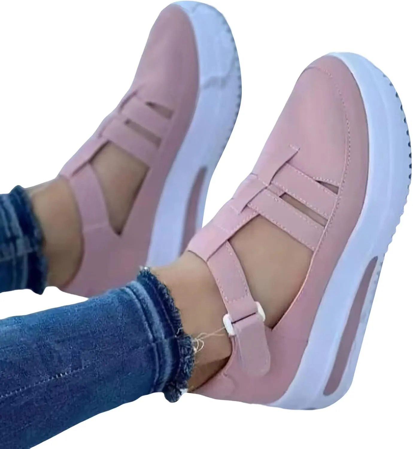 Aniywn Womens Adjustable Buckle Peep Toe Slingback Platform Wedge Sandals Casual Comfortable Beach Sandals Walking Shoes