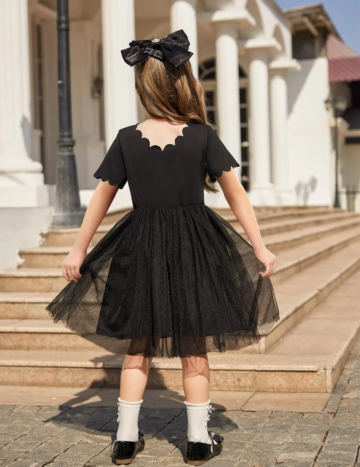 Arshiner Girls Dress Tutu Fluffy Summer Dresses Belted Wedding Party Flower Girls' Dress Size 3-11 Years