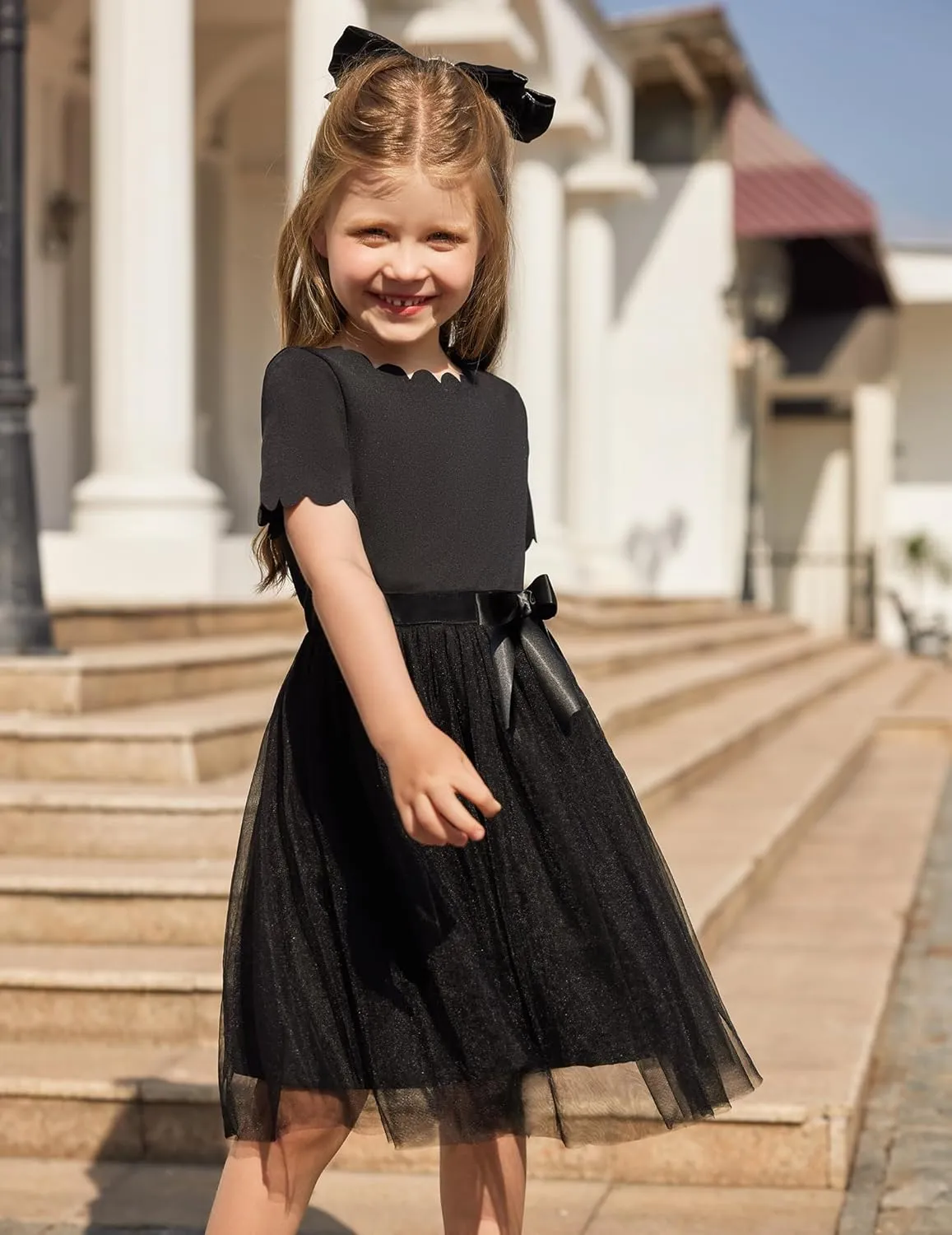 Arshiner Girls Dress Tutu Fluffy Summer Dresses Belted Wedding Party Flower Girls' Dress Size 3-11 Years