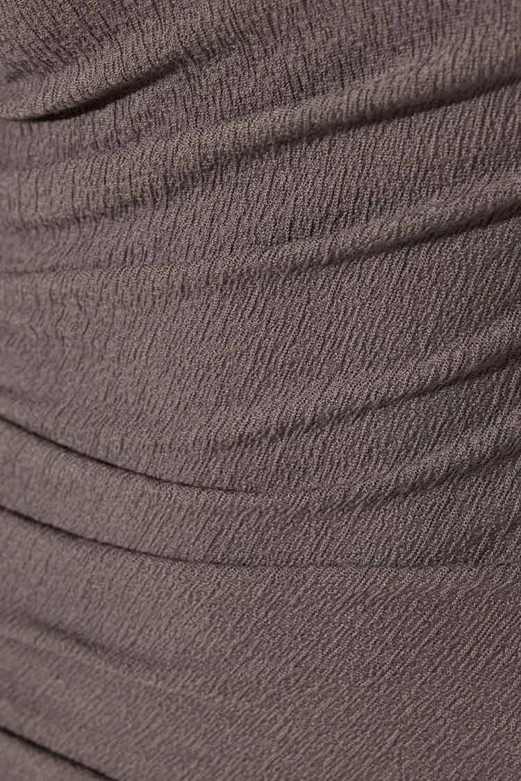 Beau Gathered LS Midi Dress in Dark Ash