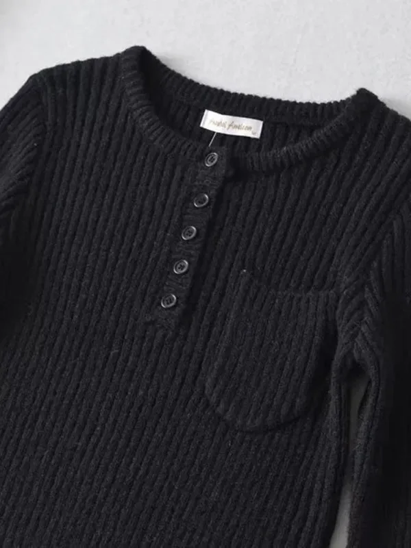 Cozy Ribbed Crop Sweater | Thickened Knit Top