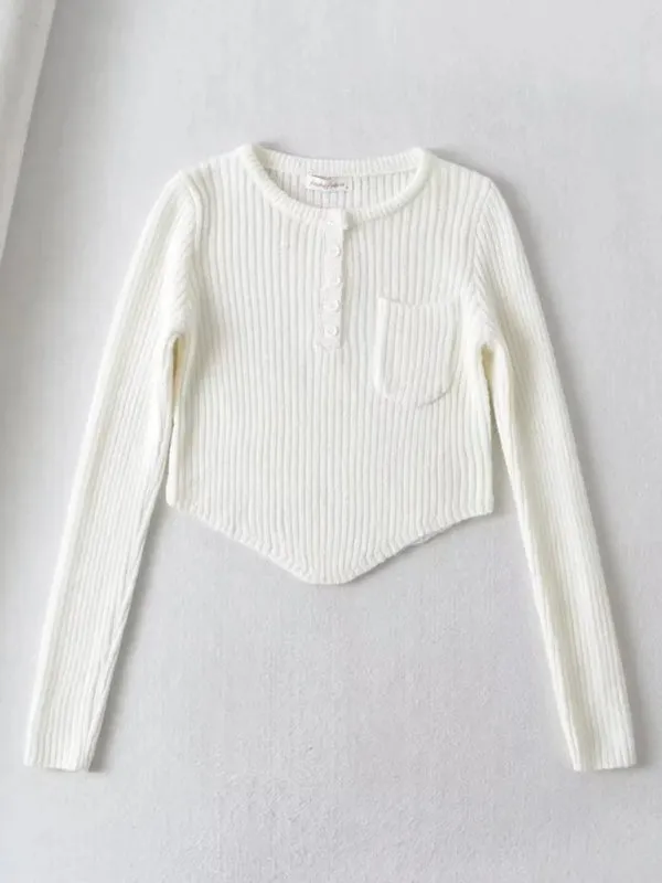 Cozy Ribbed Crop Sweater | Thickened Knit Top
