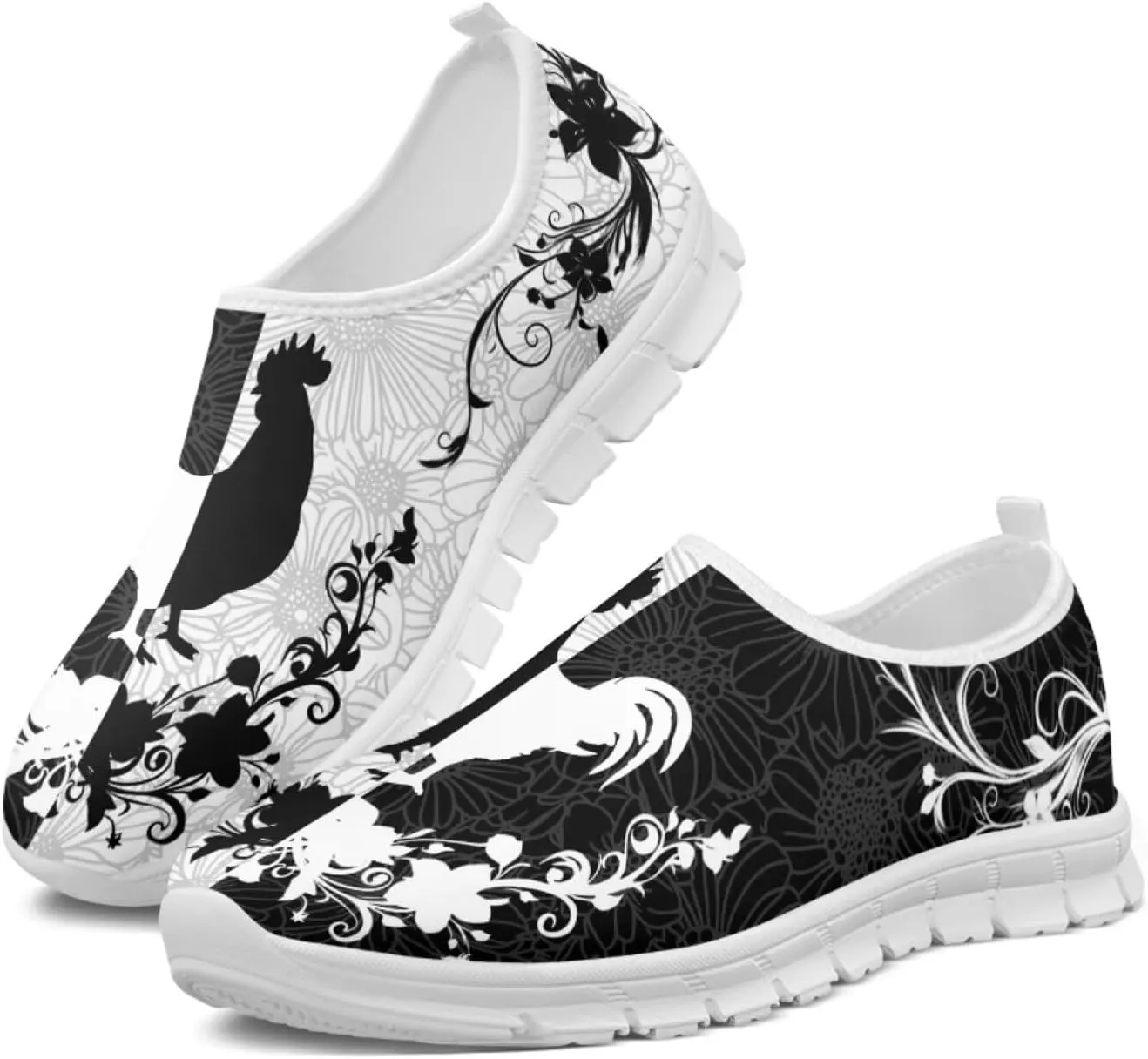 Jeiento Boho Floral Loafers for Women Slip on Shoes Flats Shoes Cozy Work Shoes