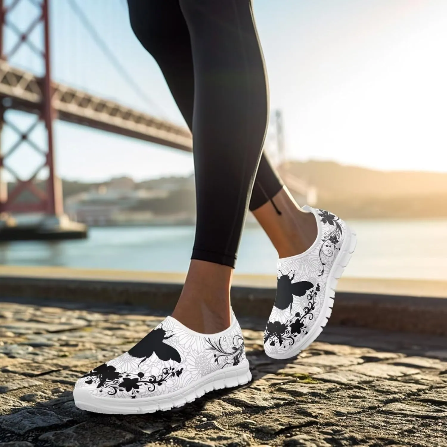 Jeiento Boho Floral Loafers for Women Slip on Shoes Flats Shoes Cozy Work Shoes