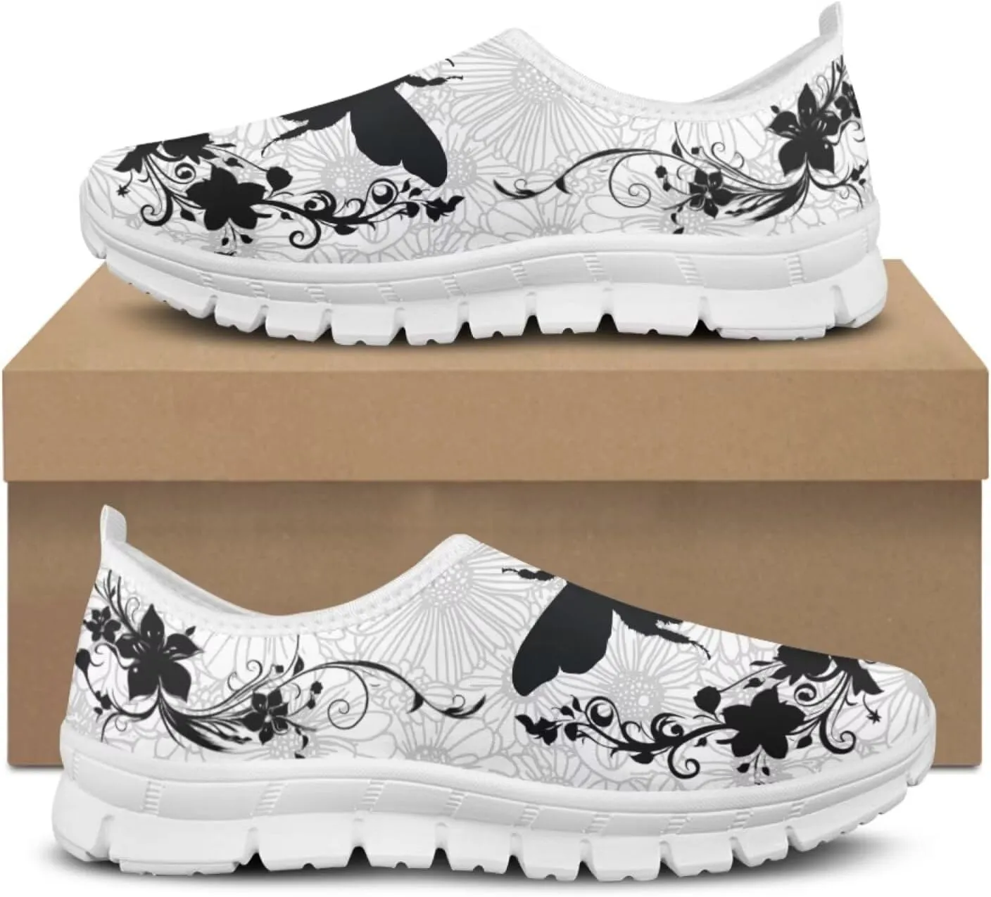 Jeiento Boho Floral Loafers for Women Slip on Shoes Flats Shoes Cozy Work Shoes