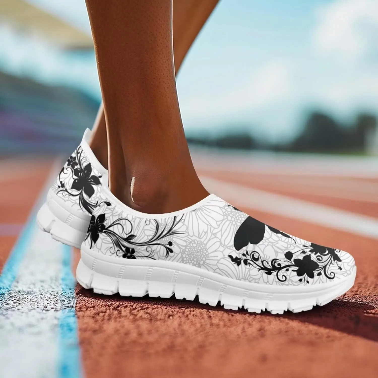 Jeiento Boho Floral Loafers for Women Slip on Shoes Flats Shoes Cozy Work Shoes