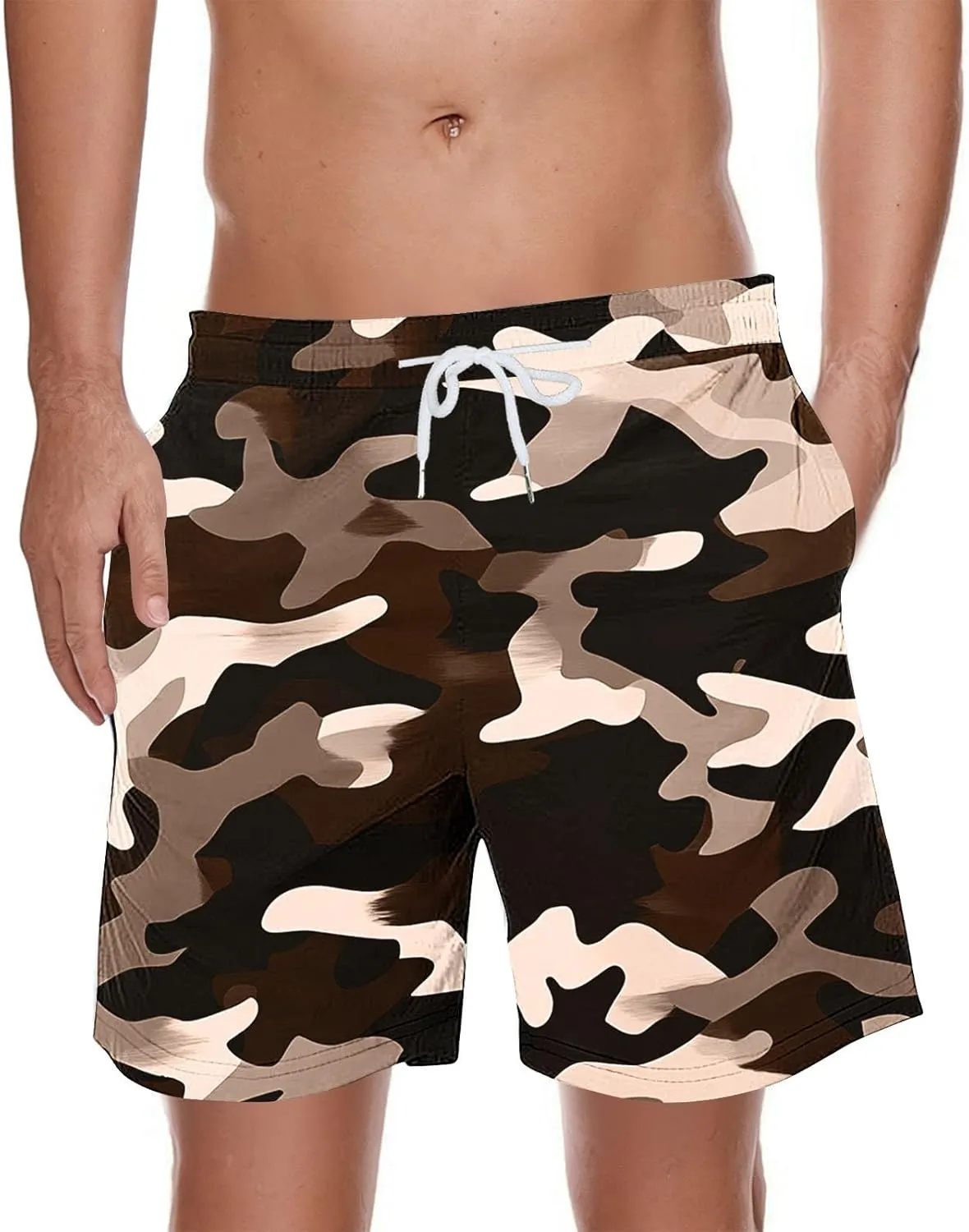 Men's Swim Trunks Summer Quick Dry Swimming Board Shorts Breathable Fit Hawaii Beach Sports Short with Pockets