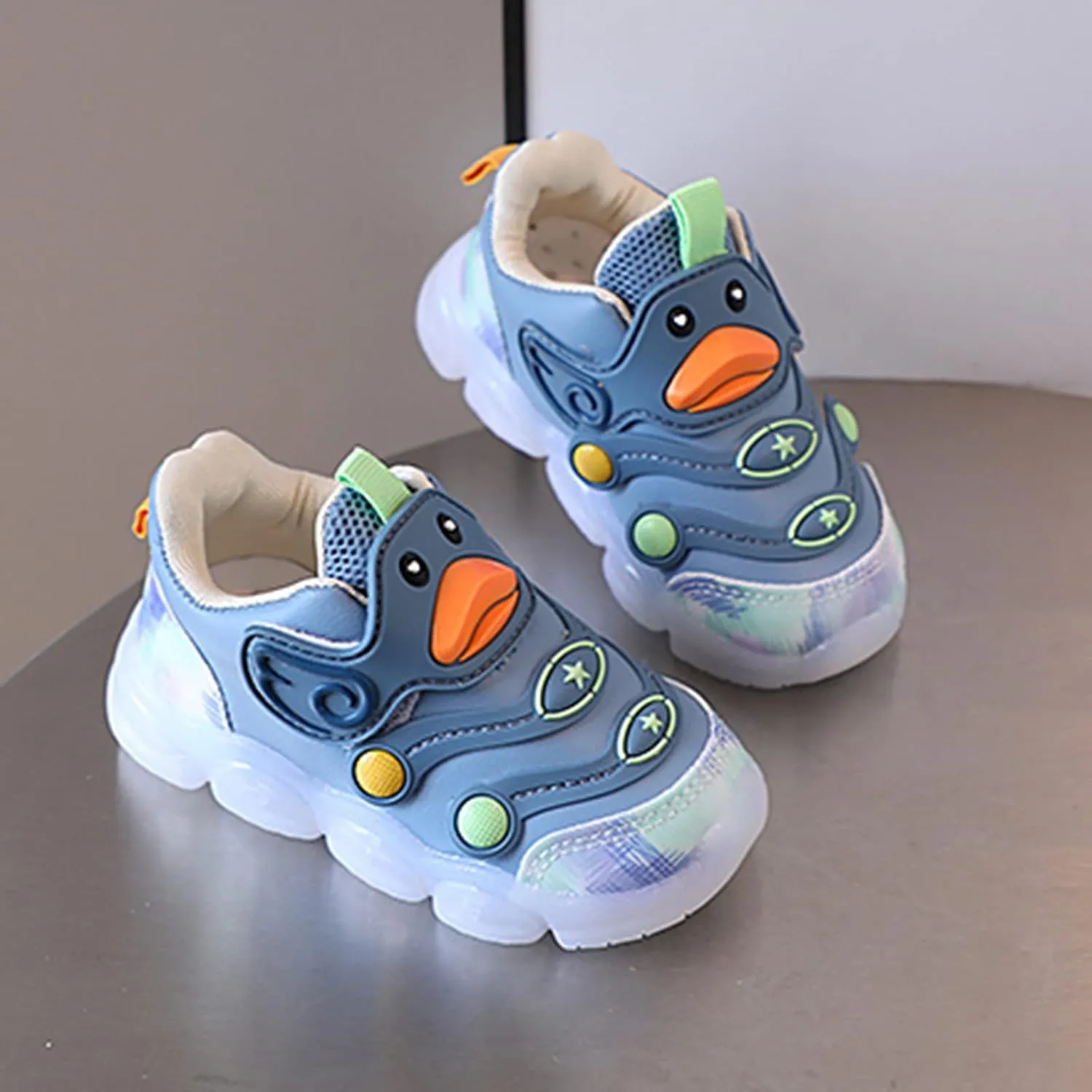 Shoe Girl Children Sports Shoes Light Shoes Small White Shoes Light Board Shoes Non Slip Soft Bottom Toddler Metallic