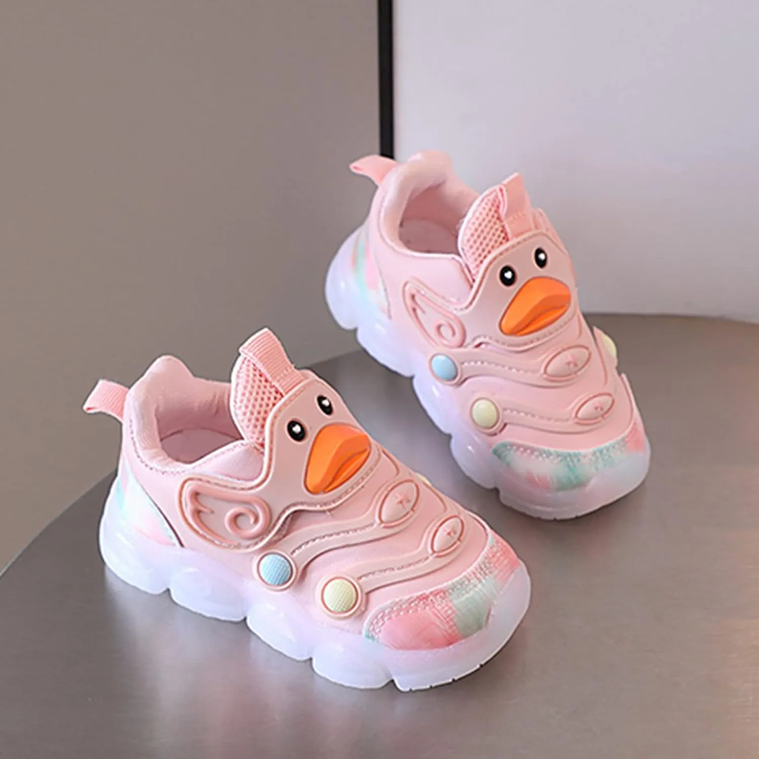 Shoe Girl Children Sports Shoes Light Shoes Small White Shoes Light Board Shoes Non Slip Soft Bottom Toddler Metallic