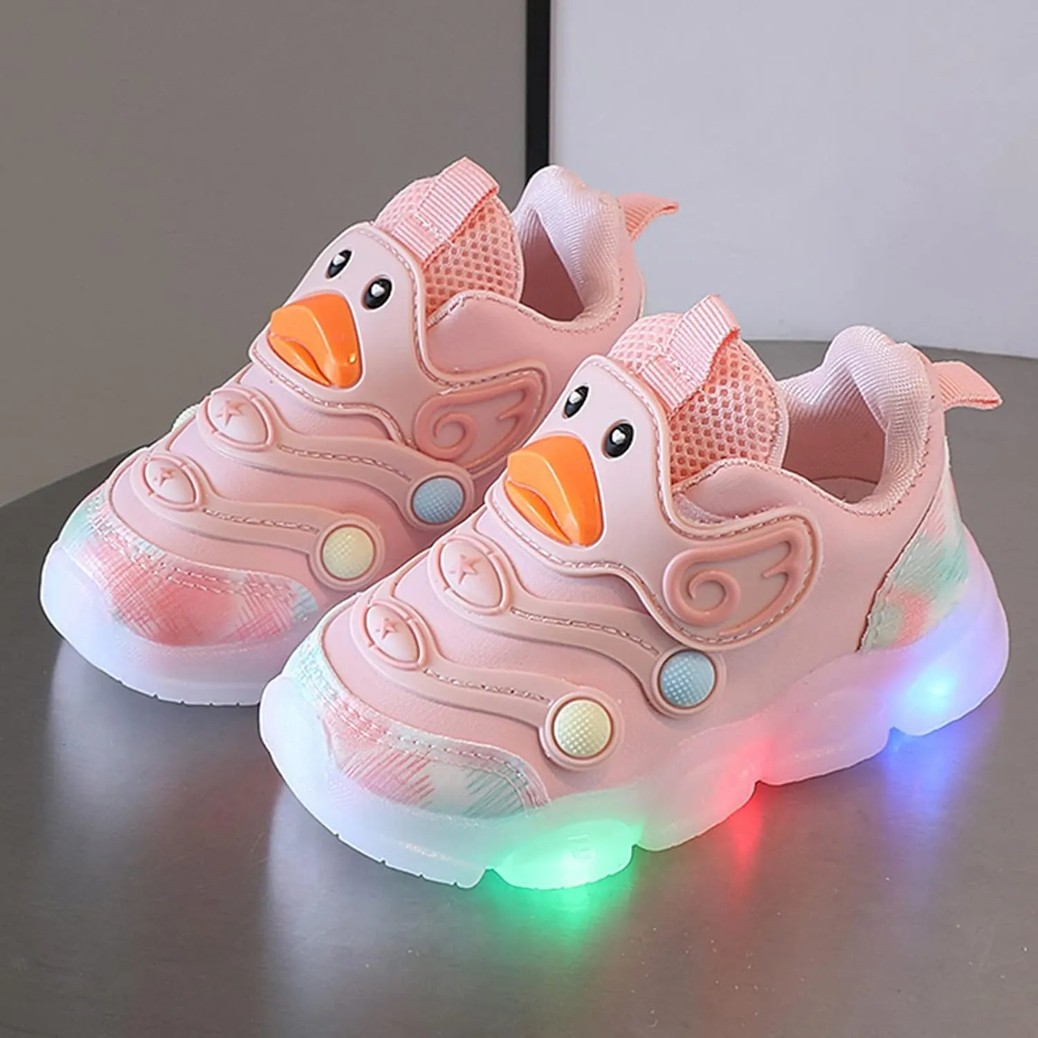 Shoe Girl Children Sports Shoes Light Shoes Small White Shoes Light Board Shoes Non Slip Soft Bottom Toddler Metallic