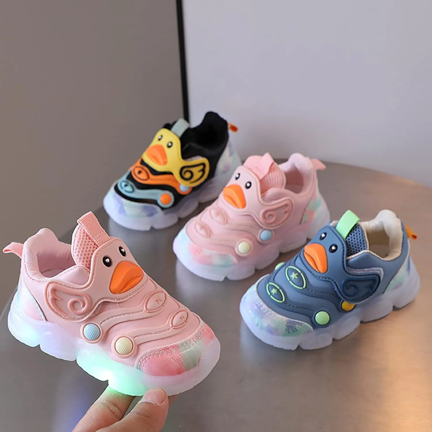 Shoe Girl Children Sports Shoes Light Shoes Small White Shoes Light Board Shoes Non Slip Soft Bottom Toddler Metallic