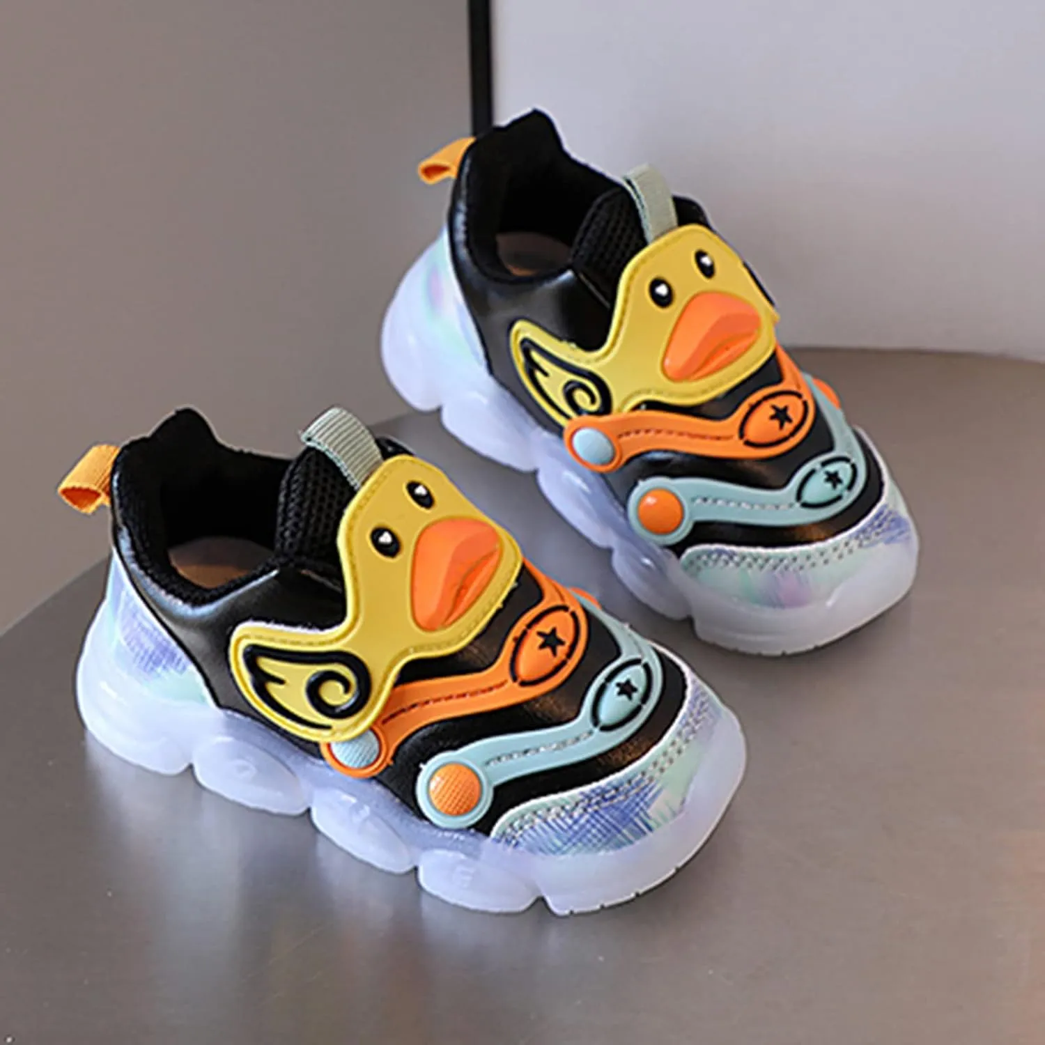 Shoe Girl Children Sports Shoes Light Shoes Small White Shoes Light Board Shoes Non Slip Soft Bottom Toddler Metallic