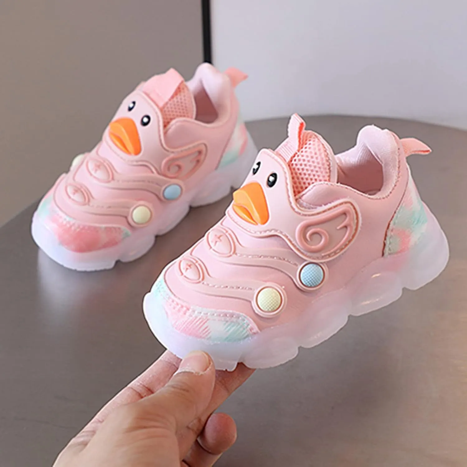 Shoe Girl Children Sports Shoes Light Shoes Small White Shoes Light Board Shoes Non Slip Soft Bottom Toddler Metallic
