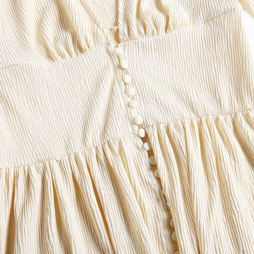 Trendy Plunge Neck Balloon Sleeve Dress