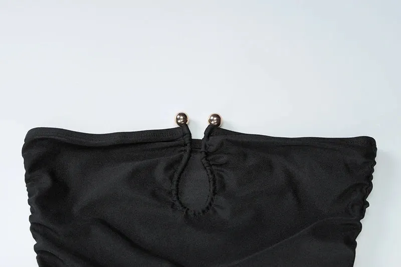 Trendy Strapless Ruched Tube Gown for Chic Evening Events