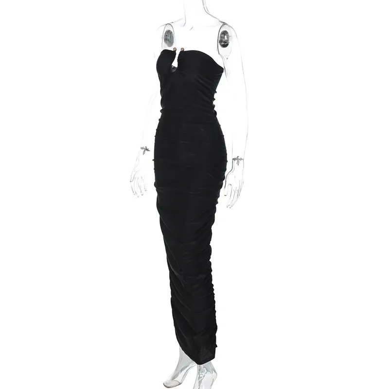 Trendy Strapless Ruched Tube Gown for Chic Evening Events