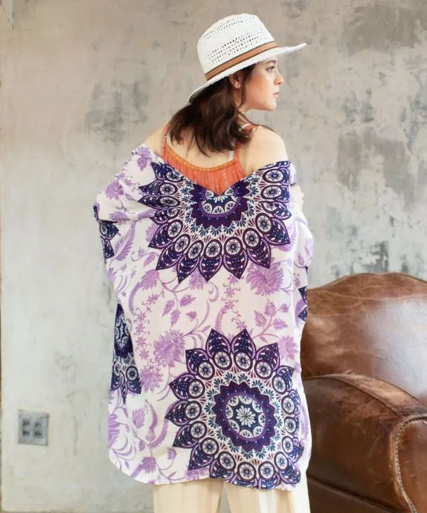 Unisex Ethnic Pattern Sheer KIMONO