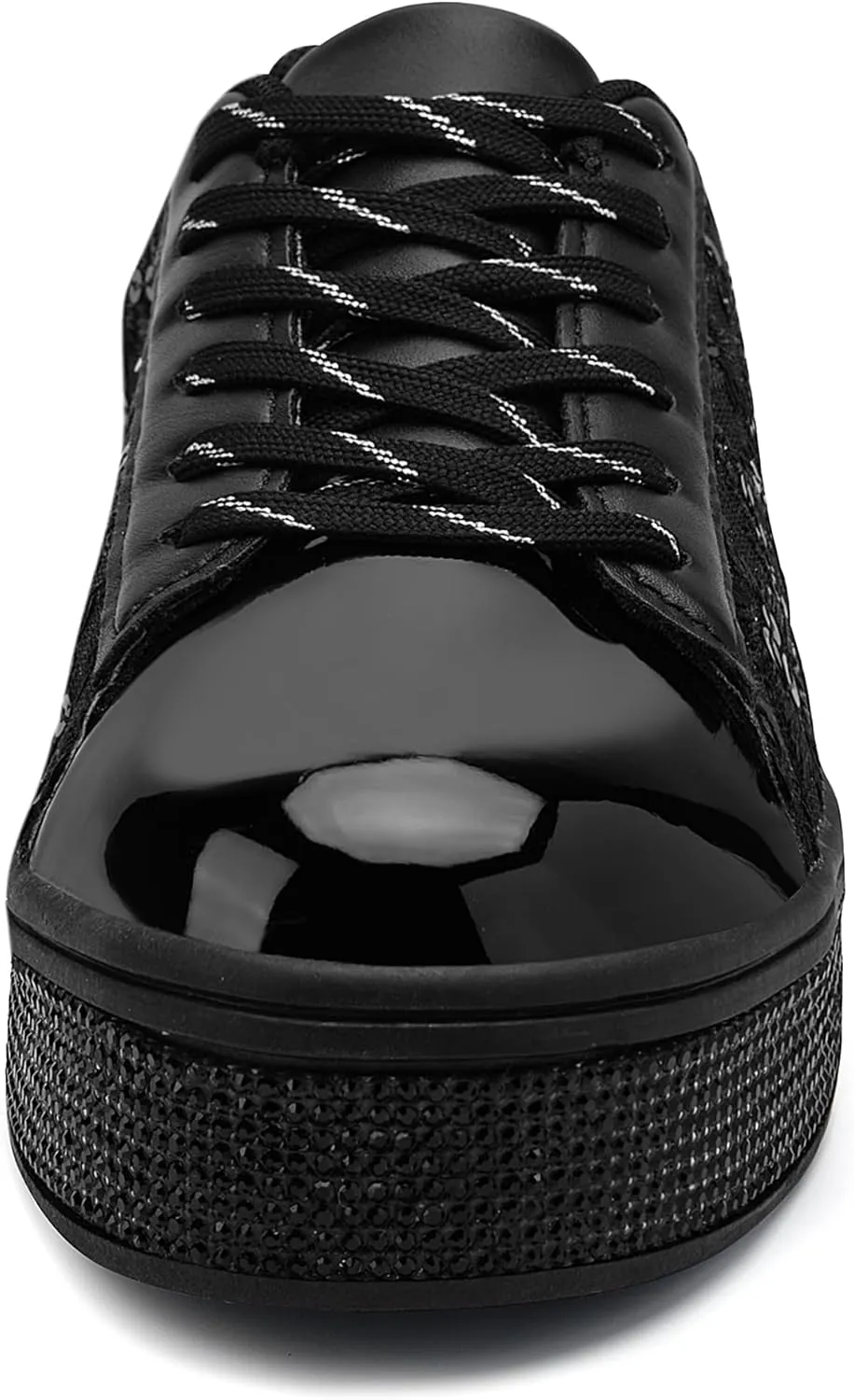 UUBARIS Women's Glitter Tennis Sneakers Floral Dressy Sparkly Sneakers Rhinestone Bling Wedding Bridal Shoes Shiny Sequin Shoes