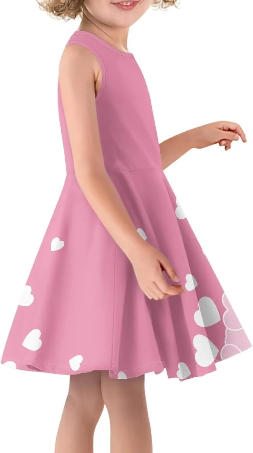 Wiryuouvt Summer Dresses for Girls Sleeveless Dress A-line Skirt