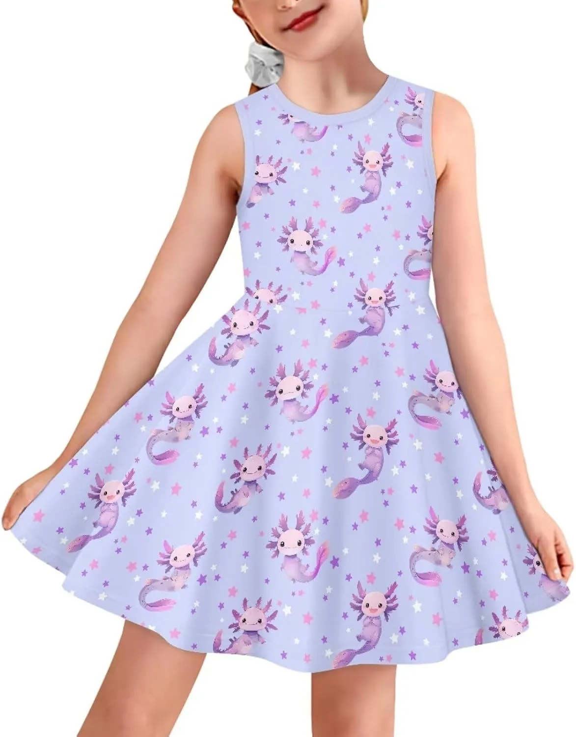 Wiryuouvt Summer Dresses for Girls Sleeveless Dress A-line Skirt