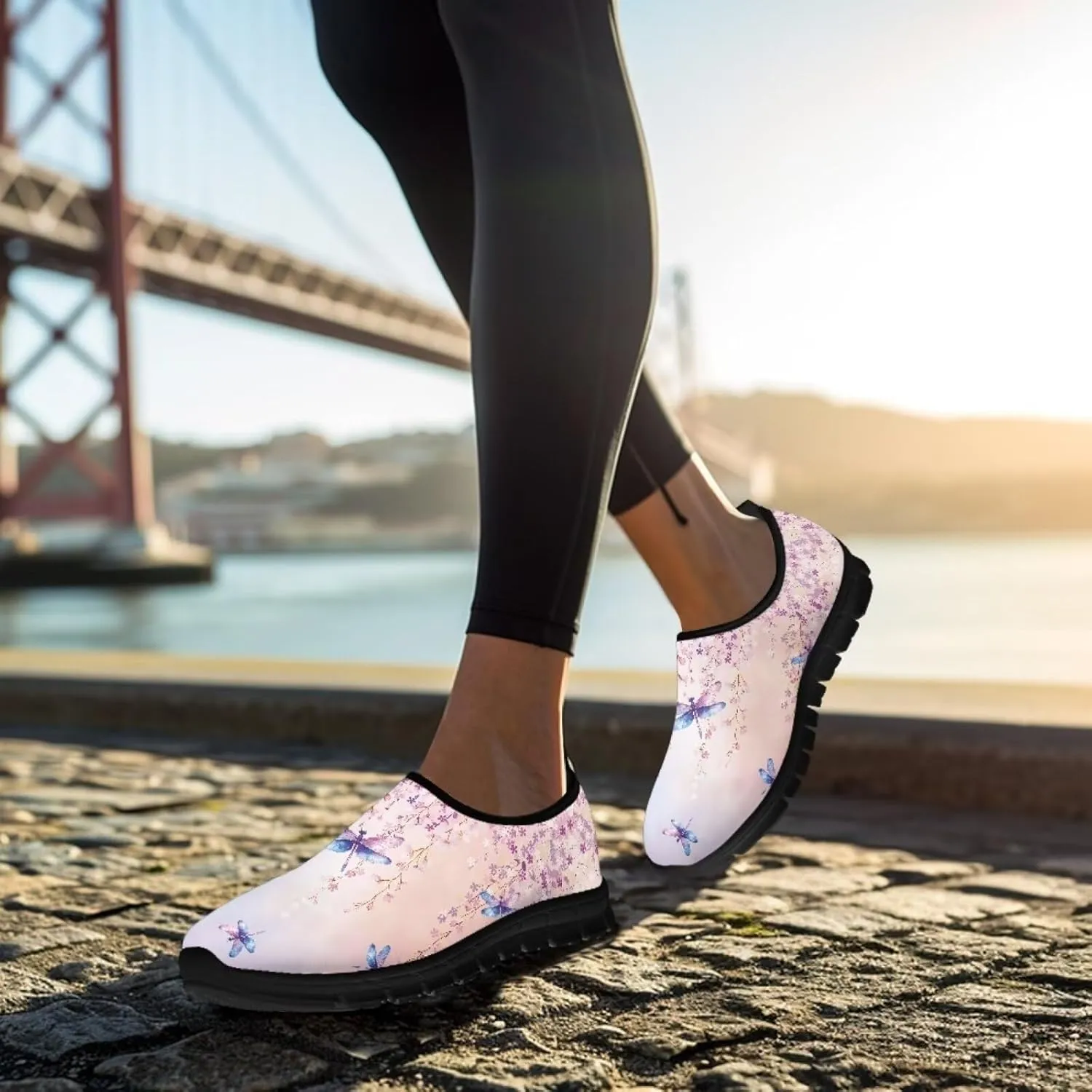 Women Butterfly Shoes Casual Slip On Walking Shoes Lightweight Breathable Athletic Running Shoes Low Top Flat Work Loafers
