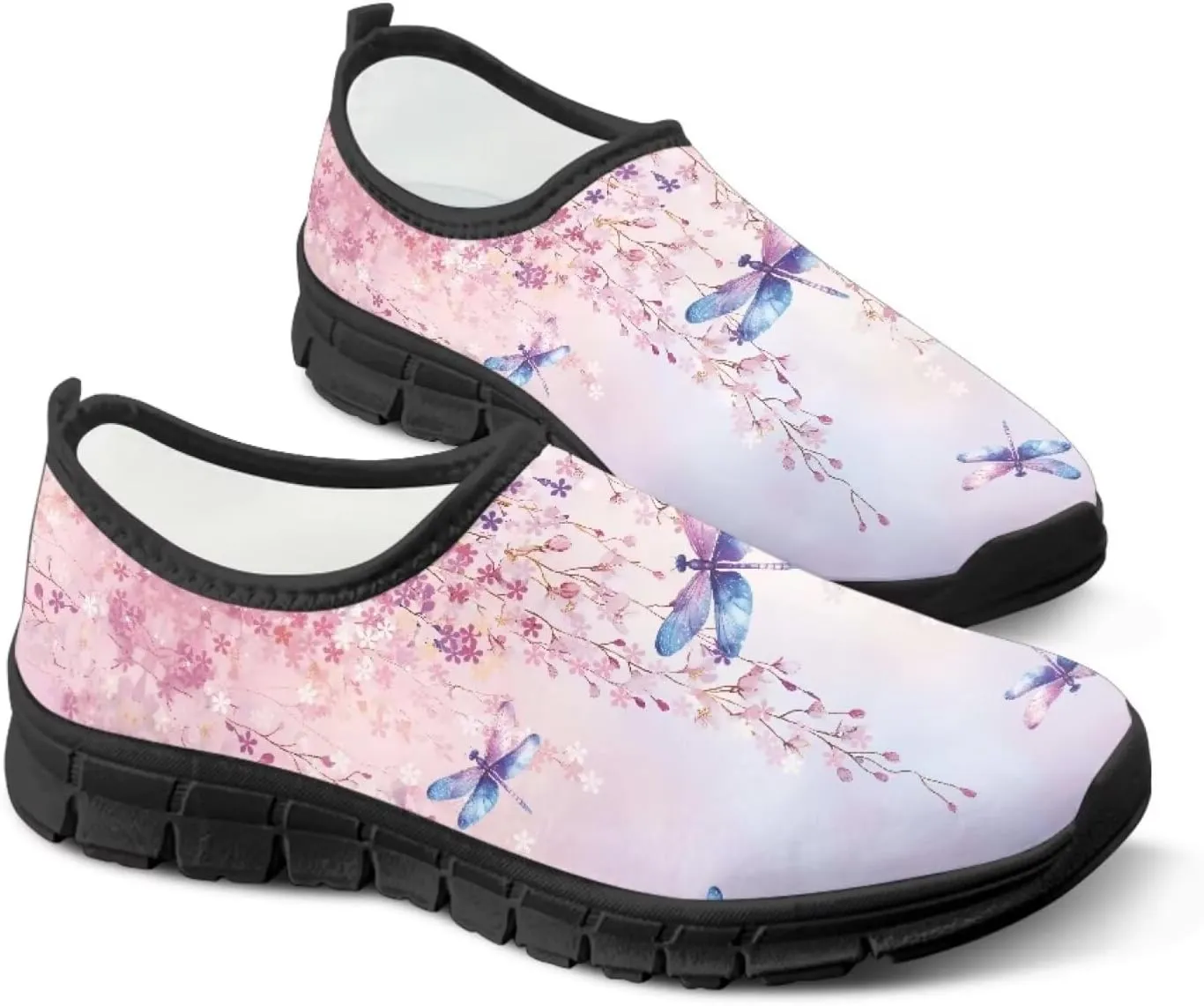Women Butterfly Shoes Casual Slip On Walking Shoes Lightweight Breathable Athletic Running Shoes Low Top Flat Work Loafers