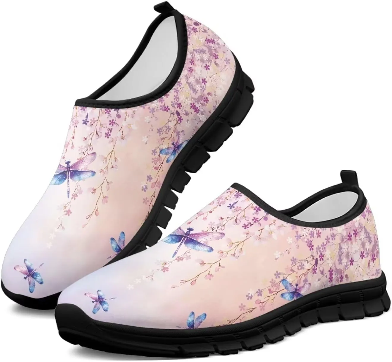 Women Butterfly Shoes Casual Slip On Walking Shoes Lightweight Breathable Athletic Running Shoes Low Top Flat Work Loafers