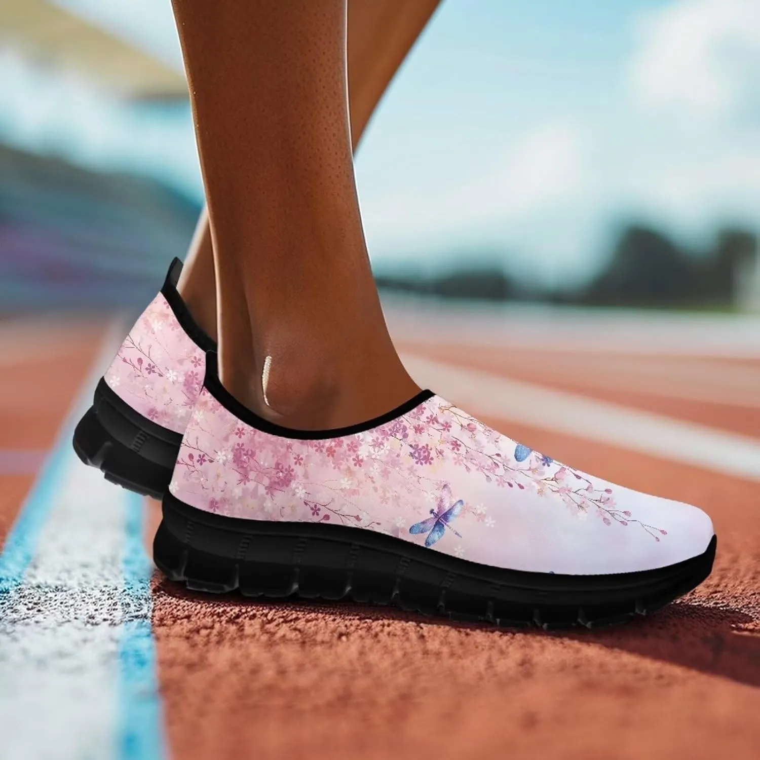 Women Butterfly Shoes Casual Slip On Walking Shoes Lightweight Breathable Athletic Running Shoes Low Top Flat Work Loafers