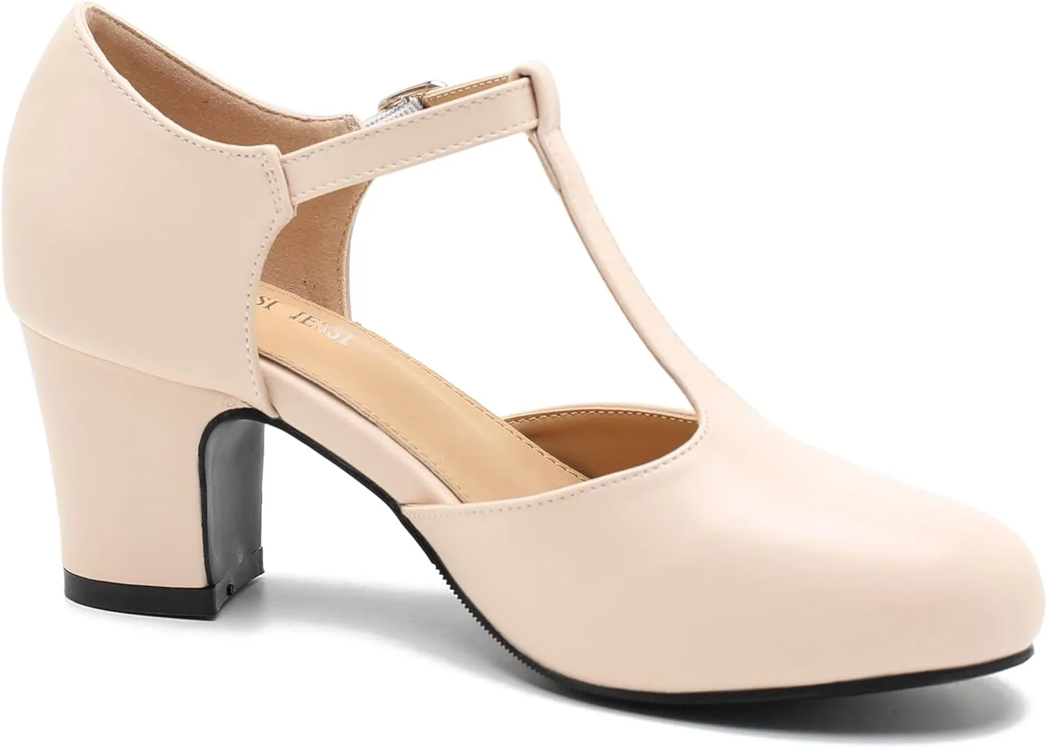 Women's T Strap Mary Jane Shoes Mid Block Chunky Heel Buckle Dress Pumps