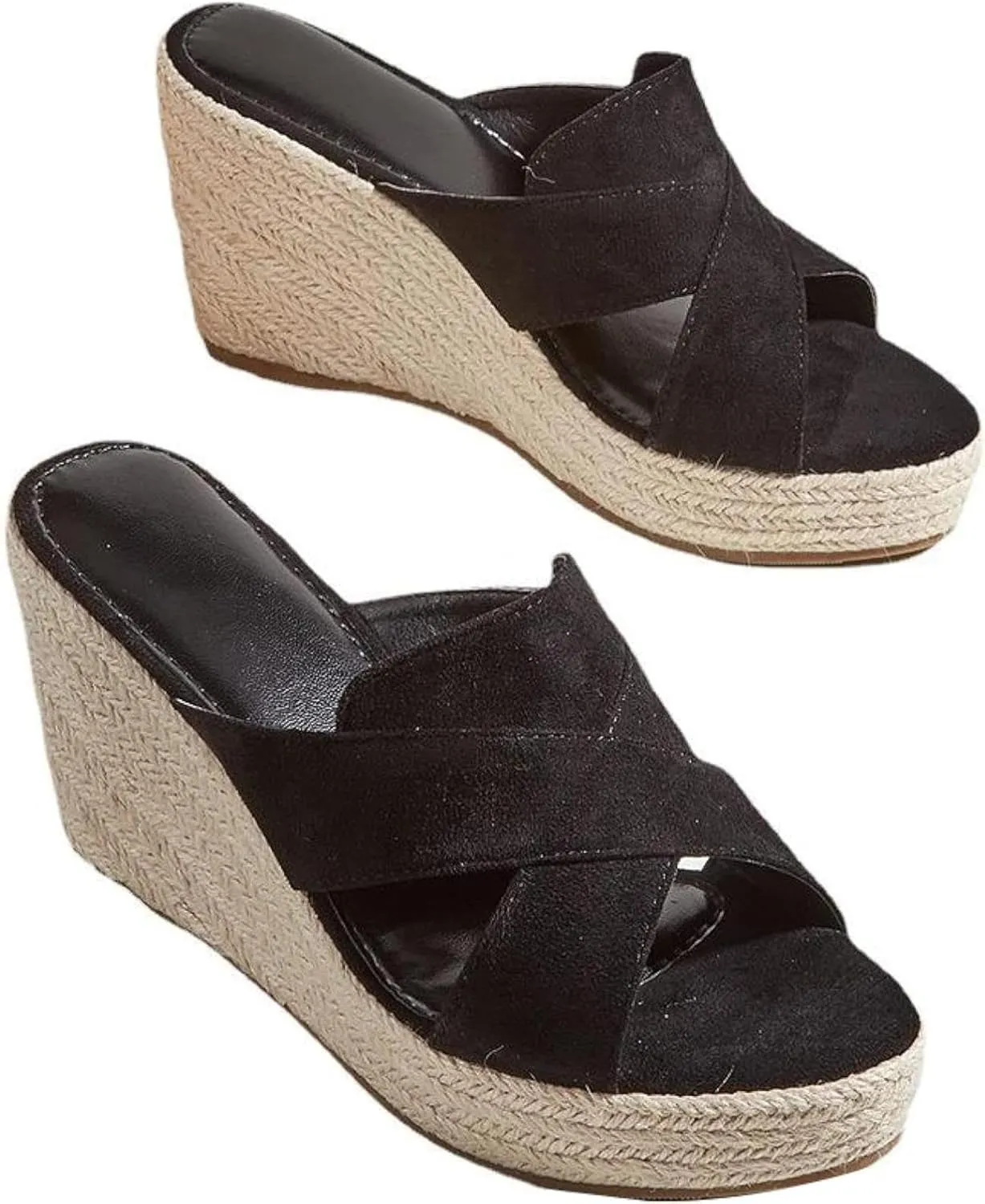 Women's Wedge Sandals Open Toed Dresses Thick Soled Shoes Casual Summer Slippers