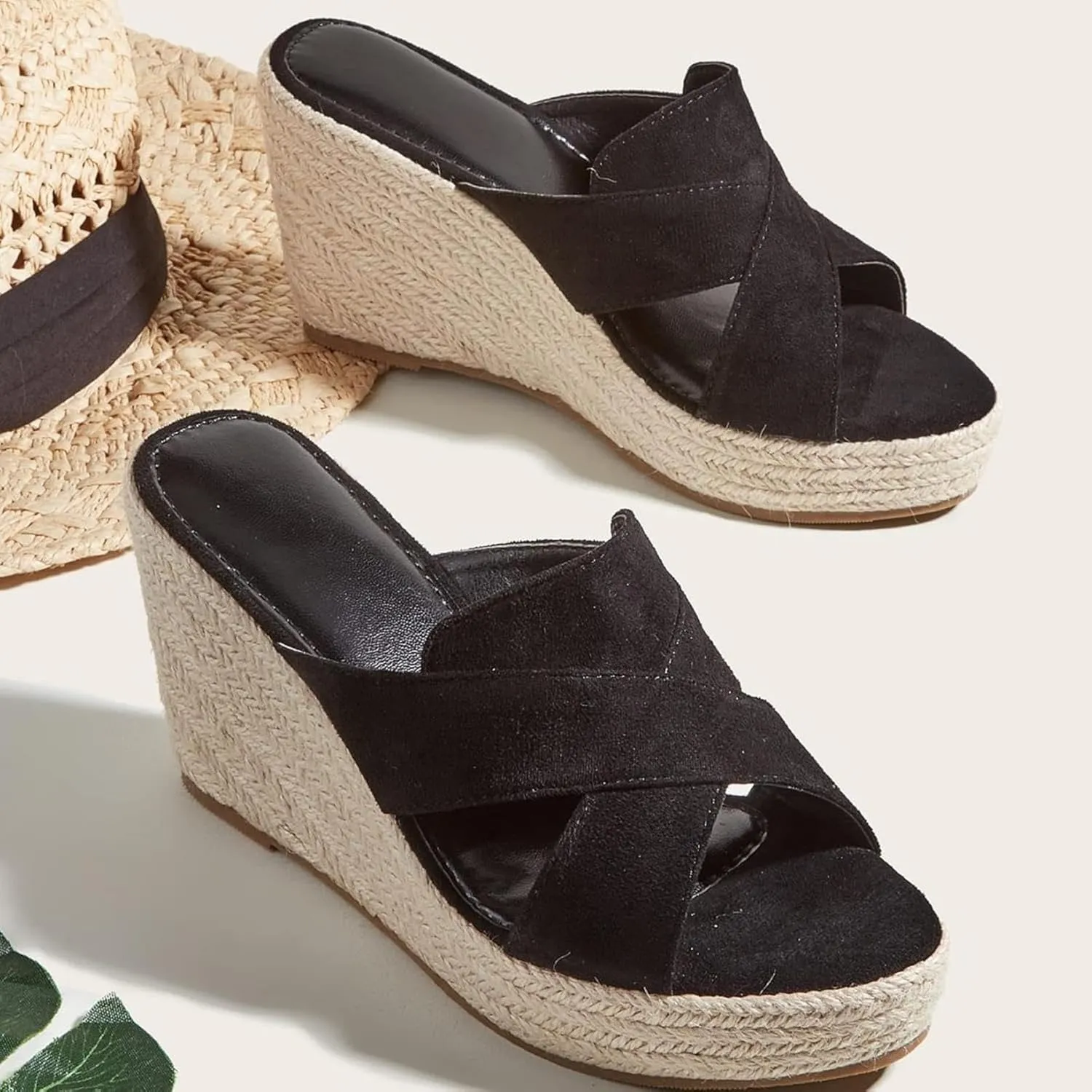 Women's Wedge Sandals Open Toed Dresses Thick Soled Shoes Casual Summer Slippers