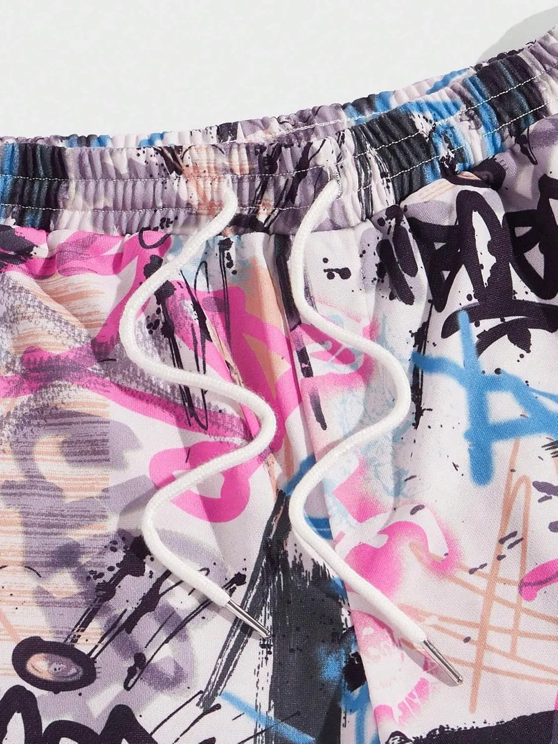 ZAFUL Men's Sweatpants Tapered Gym Running Workout Pants Cartoon Face Print Athletic Drawstring Joggers with Pockets