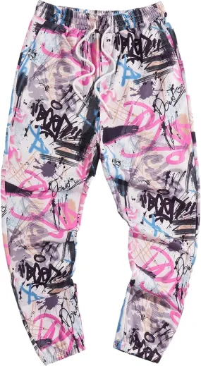 ZAFUL Men's Sweatpants Tapered Gym Running Workout Pants Cartoon Face Print Athletic Drawstring Joggers with Pockets